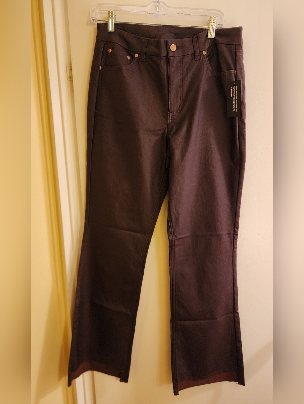 Canyon Retreat Flare Jeans. Faux Leather. Brown. NWT